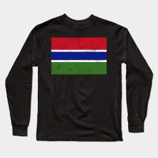 Gambia / Faded Vintage Style Flag Design Long Sleeve T-Shirt